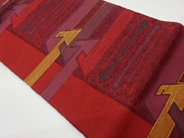 JAPANESE KIMONO / VINTAGE NAGOYA OBI / MAWATA TSUMUGI / WOVEN GEOMETRIC